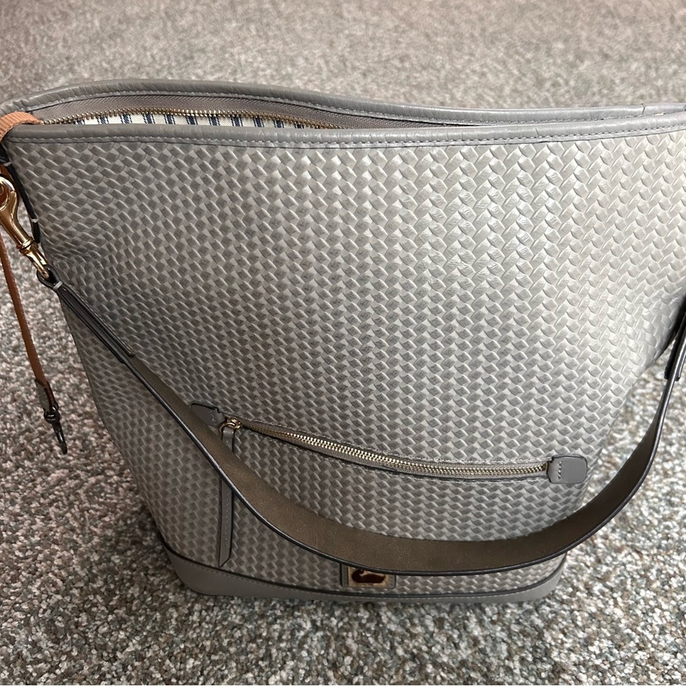 Dooney Bourke Tote.  Previously owned.   Camden Collection.   Taupe/Grey - Picture 3 of 16